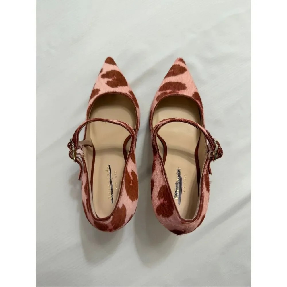 Kate Spade Pink Red Leopard Print Calf Hair NWB Women’s Size 6.5 6 1/2